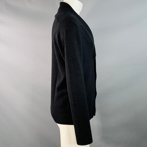 G-STAR Size M Black Cotton Wool Blend Knit Double Breasted Buttoned Cardigan - Picture 2 of 10